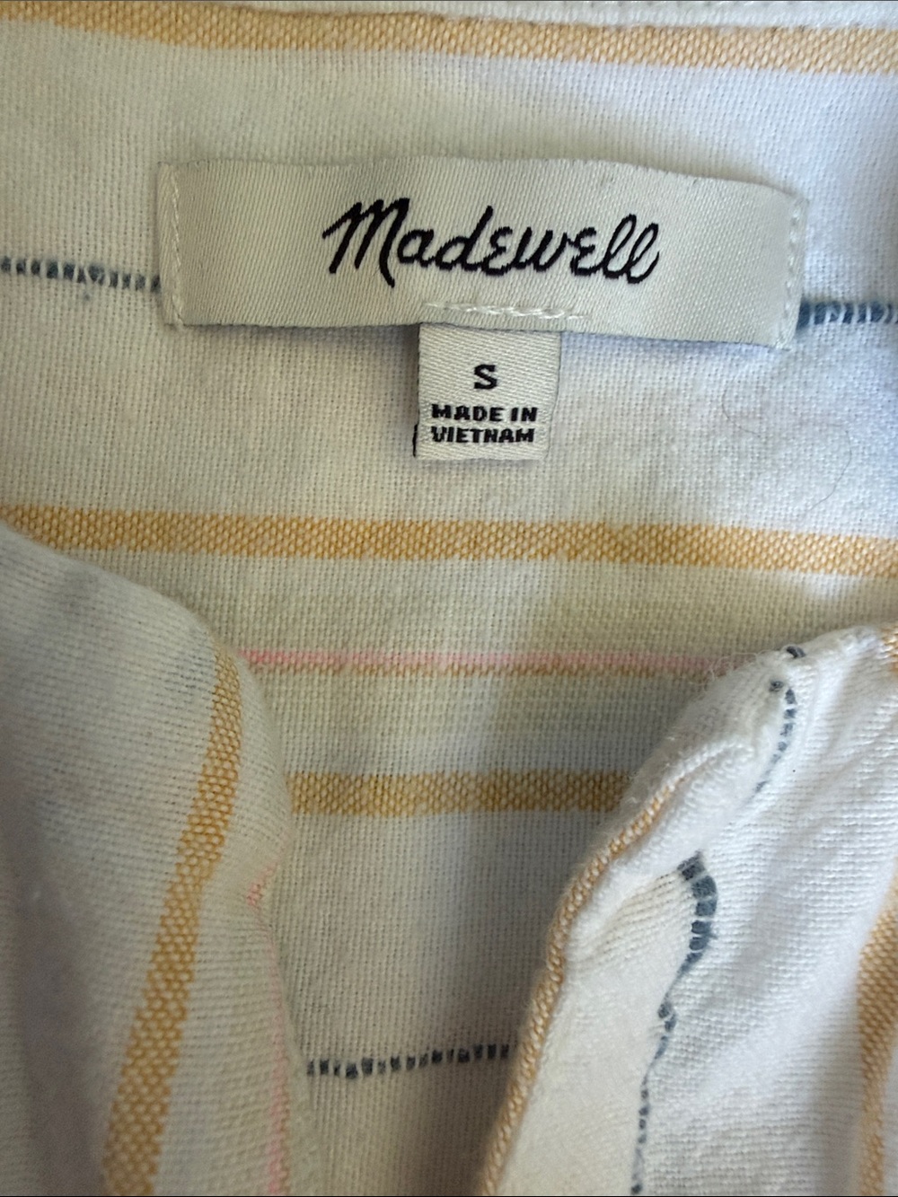 Madewell Park Popover Shirt in Textured Stripe Cotton Short Sleeve Split Neck S - Picture 4 of 13